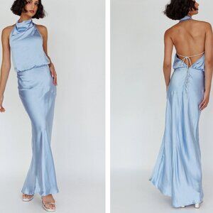 Selfie Leslie- NWOT Amalfi Sunset Cowl Halterneck Maxi Dress Sky